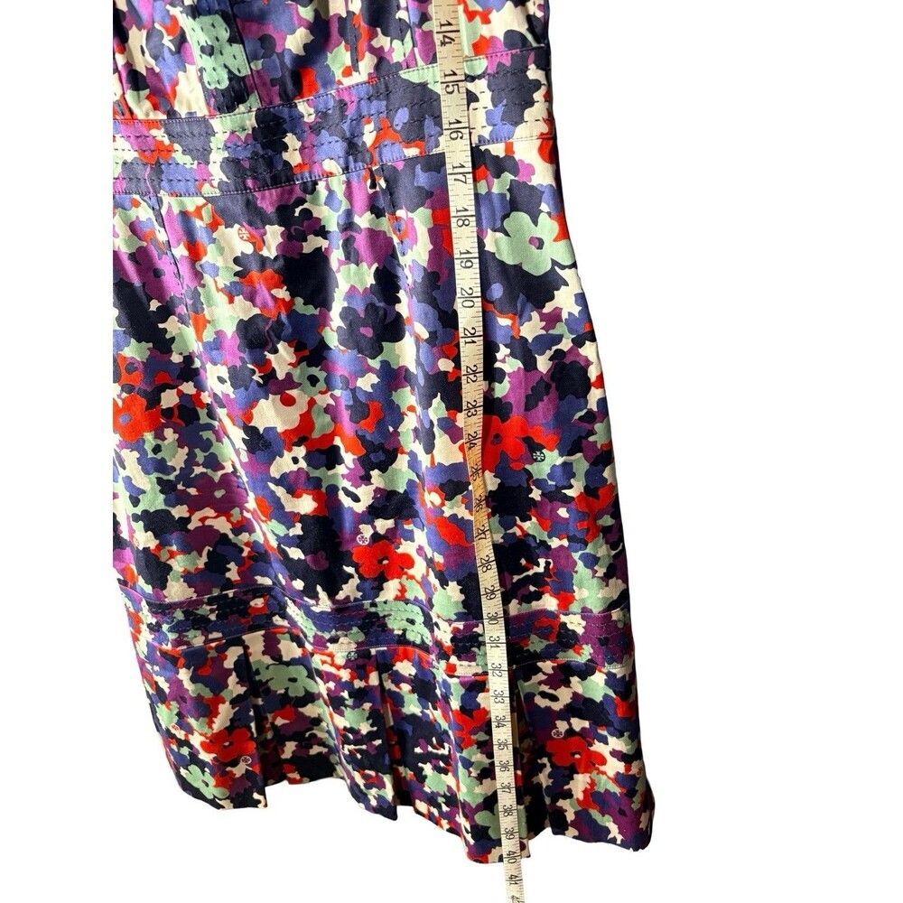 Tory Burch Berdine Floral Dress Size 8 Fit Flare Cotton Sweetheart - Picture 8 of 9